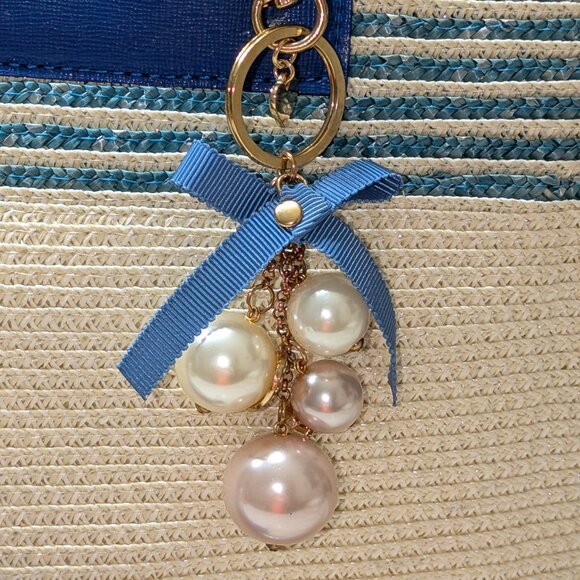 Furla woven tote bag with bag charm, EUC - Picture 4 of 7